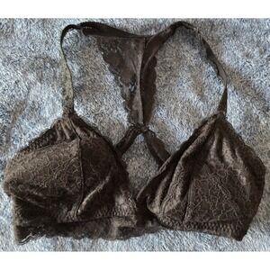 Gilly Hicks Bralette M Black Solid Casual Cotton Wireless Bra Top
